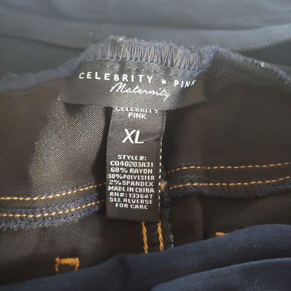 🌟HP🌟Celebrity Pink Maternity Jeans Ankle/Cropped Dark Wash Stretchy XL NWT - Picture 5 of 9
